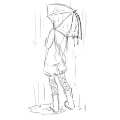236x236 Girl In Rain Drawing Art Ideas Drawings, Art And Rain - Girl In Rain Sketch