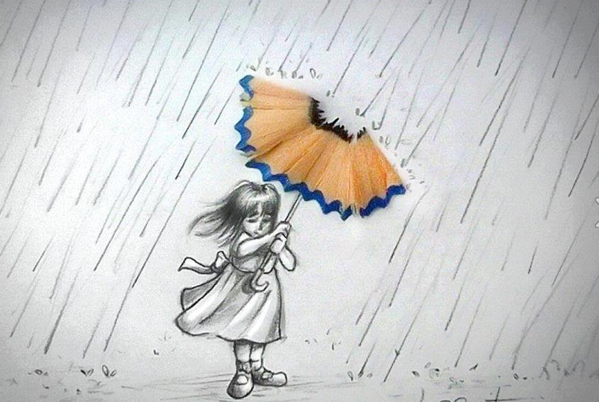 840x564 Sad Girl In Rain Drawing Sad Girl In Rain Drawing Drawing - Girl In Rain Sketch