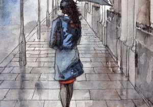 Girl In Rain Sketch At Paintingvalleycom Explore