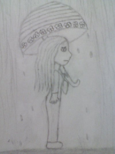 400x534 Sketch Drawings Images Sad Girl In The Rain Wallpaper And - Girl In Rain Sketch