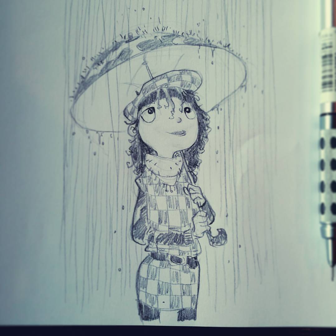 1080x1080 Brett Bradley Bean A Much Needed Rainy Day In La. So Happy To - Girl In Rain Sketch