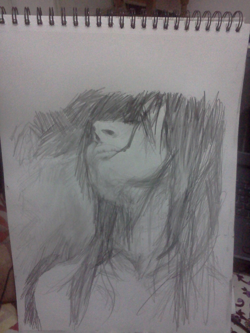 845x1126 Brush Banging - Girl In Rain Sketch