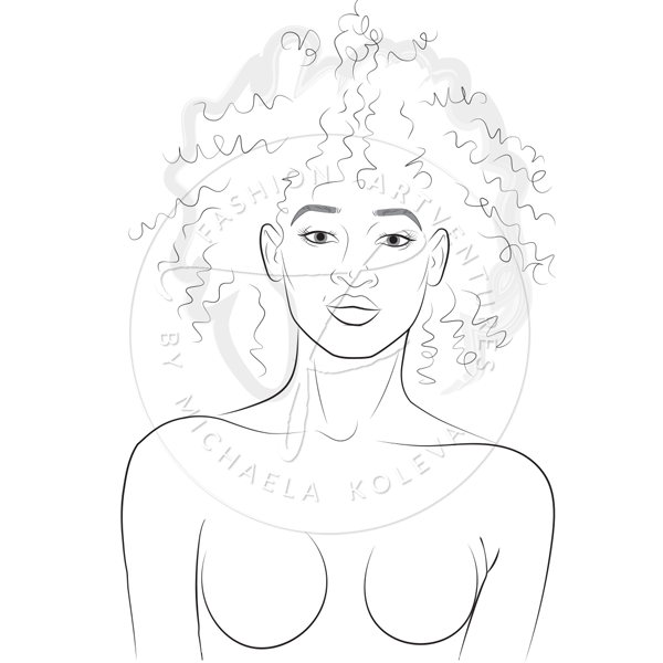 600x600 Female Catwalk Model Fashion Figure Template - Girl Model Sketch