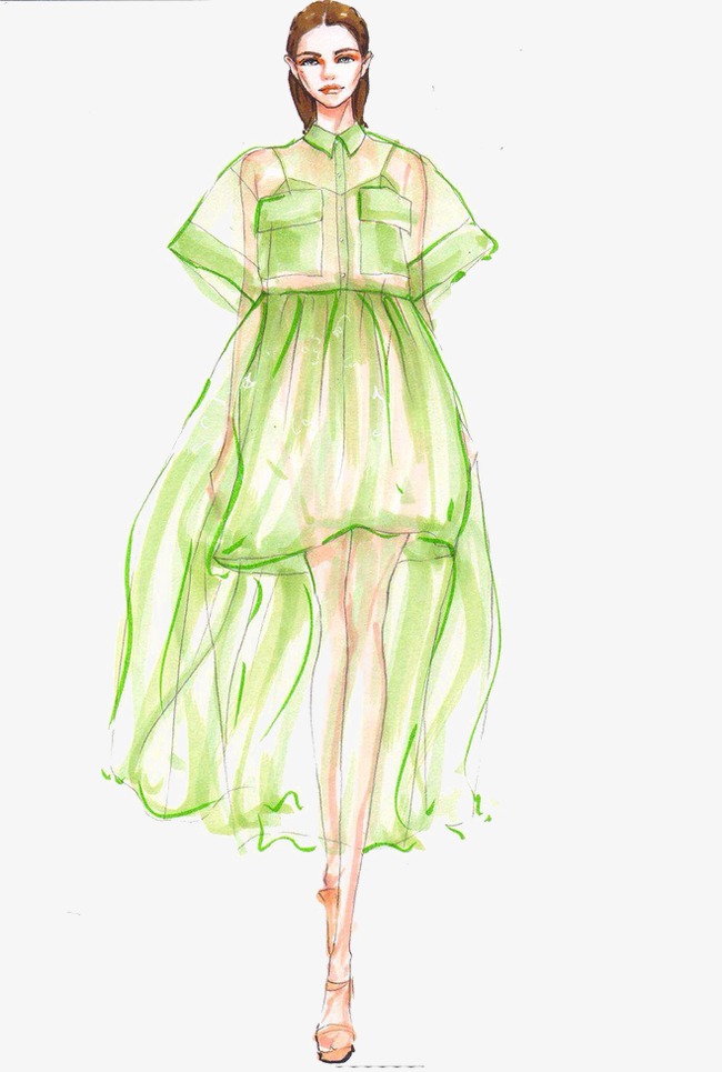 650x965 Hand Painted Model, Fashion Girl, Fashion Design, Sketch Png Image - Girl Model Sketch