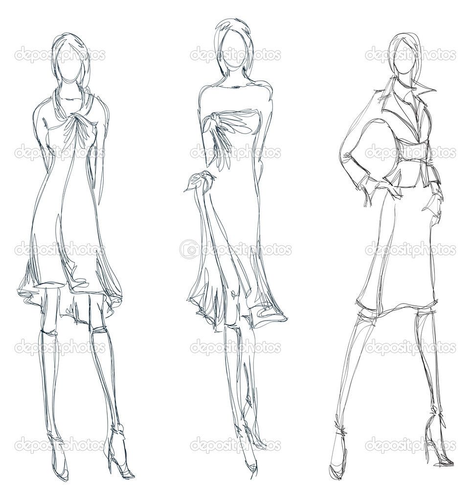 963x1023 How To Draw Fashion Sketches Sketch. Fashion Girl. Hand Drawn - Girl Model Sketch