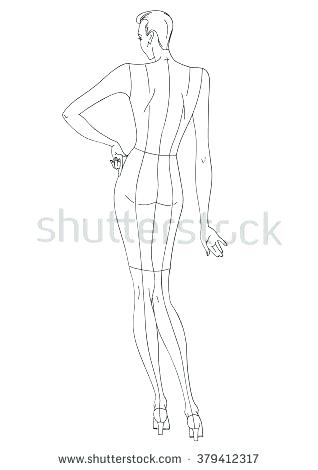 318x470 Template Fashion Girl Model Sketch Free Front And Back - Girl Model Sketch