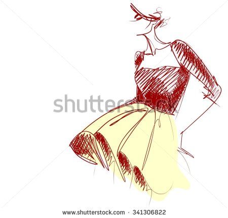 450x430 Vector Graphic With Beautiful Young Girl Model For Design. Fashion - Girl Model Sketch