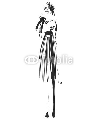 324x400 Beautiful Young Girl For Design. Fashion Model Sketch Drawing - Girl Model Sketch