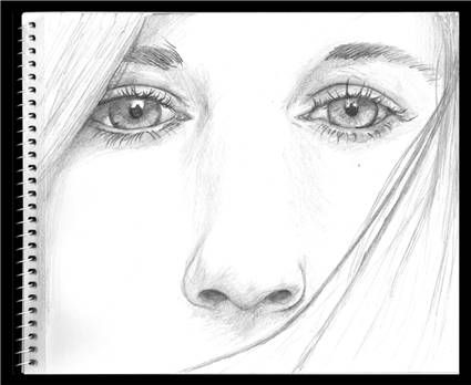 425x348 Photos Eyes Nose Pics In Sketch, - Girl Nose Sketch