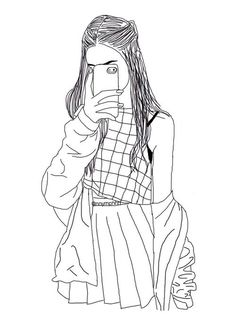 236x314 Image Uploaded By Camila. Find, Share, And Collect Images About - Girl Outline Sketch