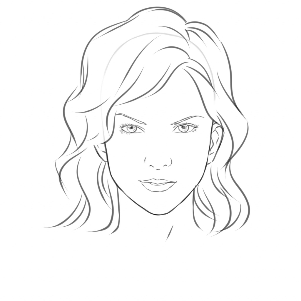 1024x1024 Outline Face Desktop Backgrounds - Girl Outline Sketch