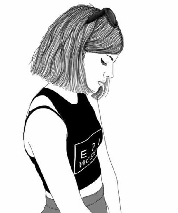 610x732 Art, Black And White, Drawing, Fashion, Follow, Follow Me, Girl - Girl Outline Sketch