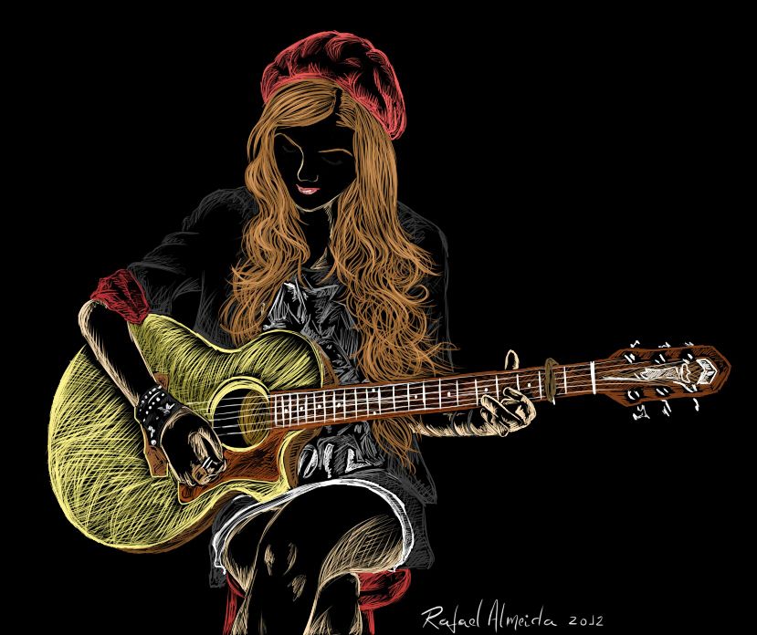 829x696 Girl Playing Guitar - Girl Playing Guitar Sketch