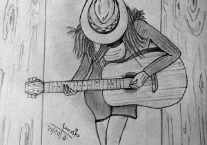300x210 Pics Of Playing Guitar A Cute Girl In Sketch Occasional Randomness - Girl Playing Guitar Sketch