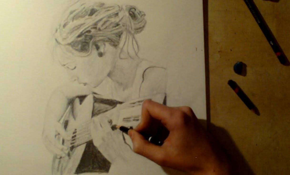 1217x736 Drawing A Girl With A Guitar - Girl Playing Guitar Sketch