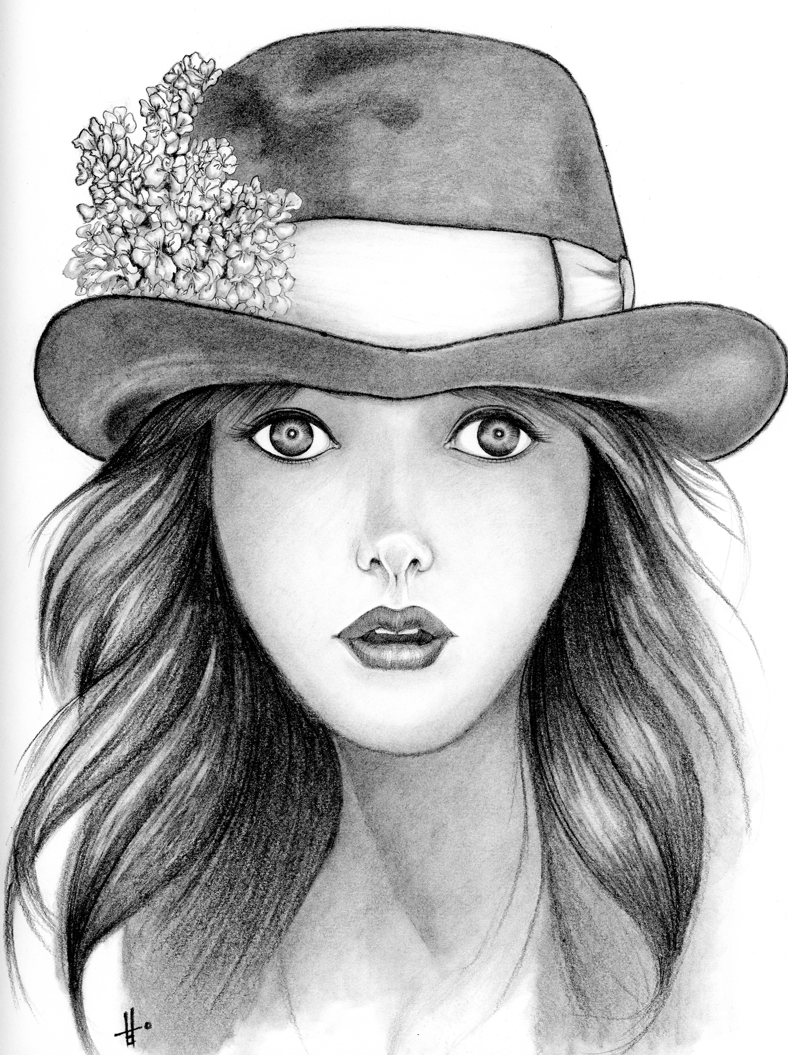 pencil sketch drawing of girl