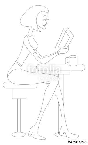 303x500 Girl Reading A Book Sketch Vector Stock Image And Royalty Free - Girl Reading A Book Sketch
