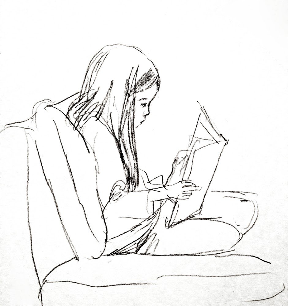 940x1000 Blog A Girl Reading A Picture Book - Girl Reading A Book Sketch