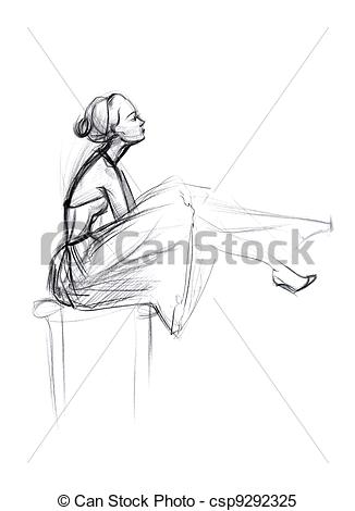 326x470 Girl On A Chair. Sketch Of Girl Sitting On A Chair. - Girl Sitting Sketch