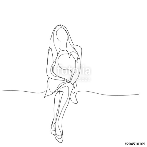 500x499 Sketch Of A Girl Sitting Alone Stock Image And Royalty Free - Girl Sitting Sketch