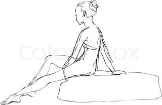 320x209 Black And White Vector Sketch Of A Young Man And Girl Sitting On A - Girl Sitting Sketch