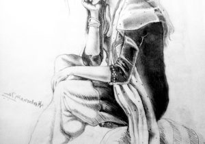 300x210 Alone Sad Woman Sketch Art Sketch Draw Sad Girl A Girl Crying In - Girl Sketch Art