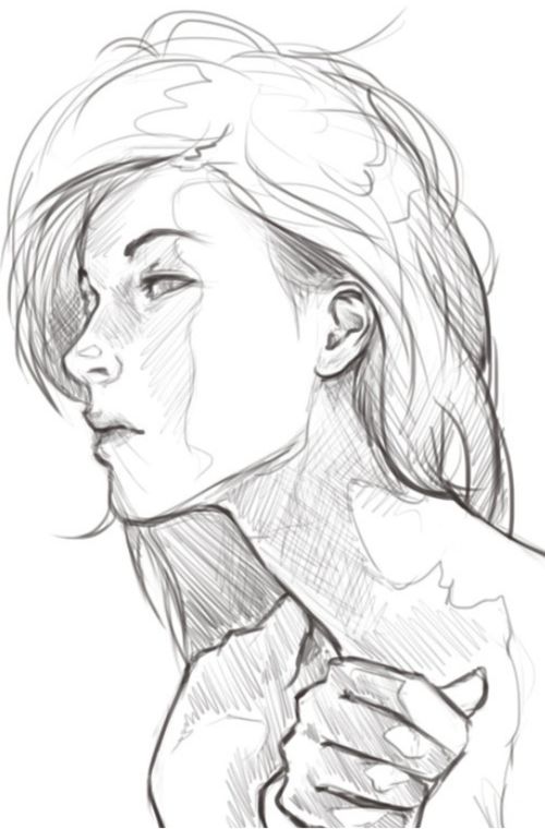 500x760 Drawn Girl Female Face - Girl Sketch Face