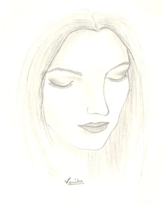 544x672 Girl Face Sketch - Girl Sketch Face