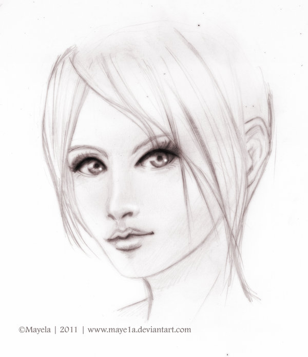600x696 Sketch Girl Face By Maye1a - Girl Sketch Face