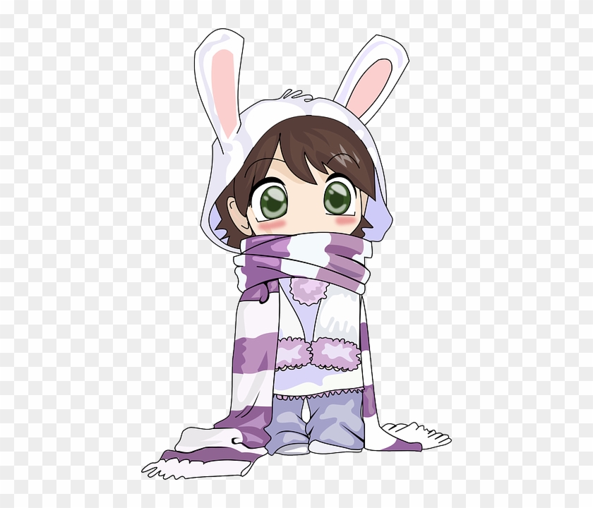 840x720 Girl, Cute, Cold, Winter, Bunny, Anime, Scarf - Girl Sketch For Kids