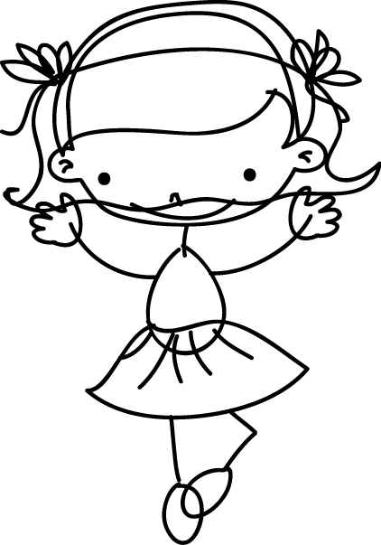 422x603 Kids Stickers Little Girl Sketch - Girl Sketch For Kids