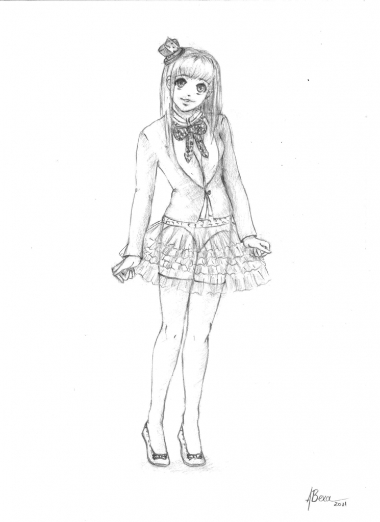 745x1024 Anime Girl Sketch Full Body Full Body Anime Drawings - Girl Sketch Full Body