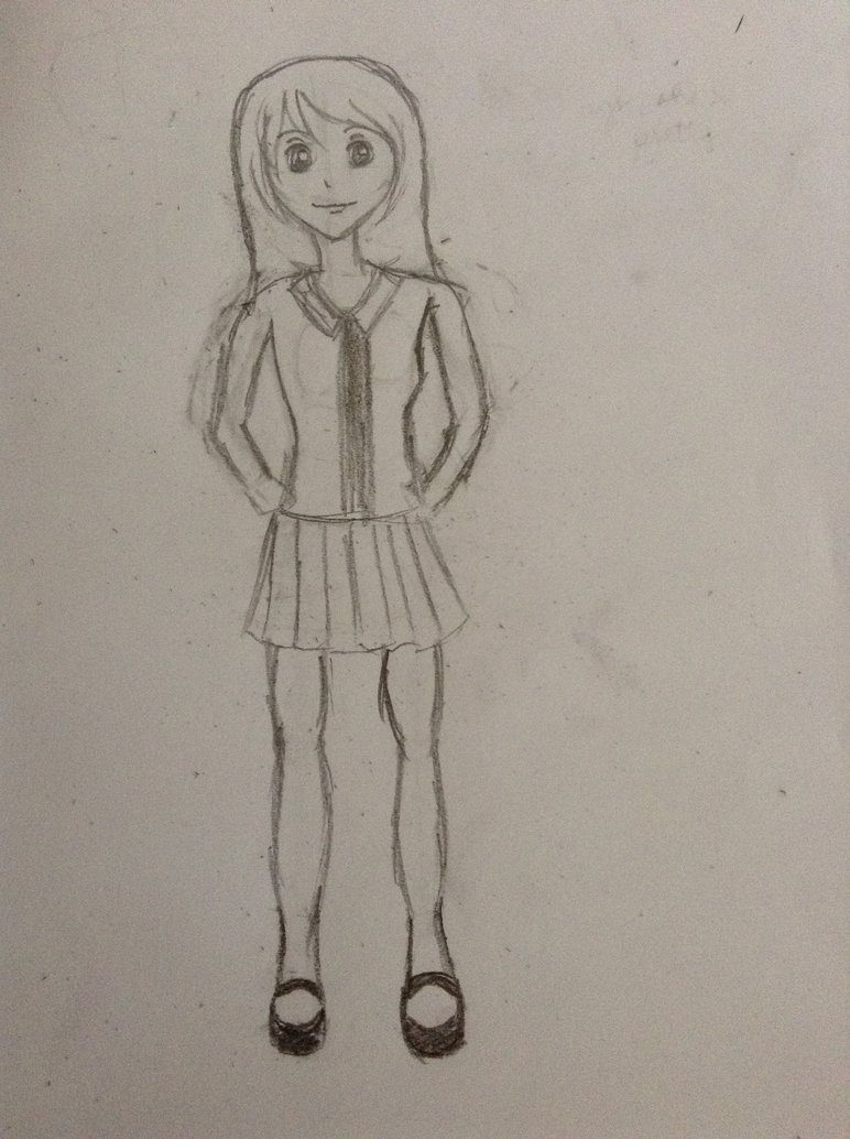 Anime Girl Simple Drawing Whole Body
