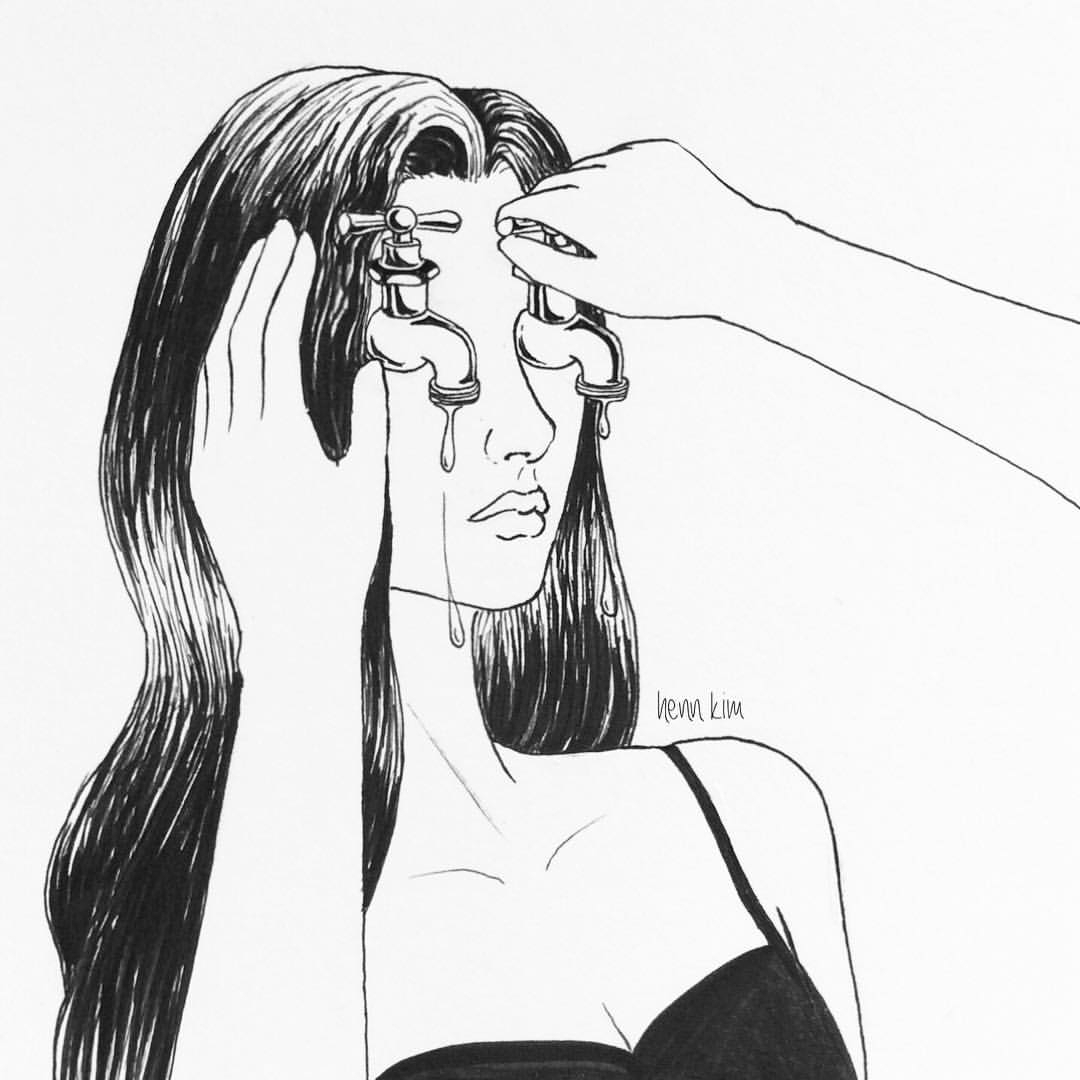 1080x1080 Crying Girl Sketch Tumblr Black An White Girl Crying Tumblr - Girl Sketch Tumblr