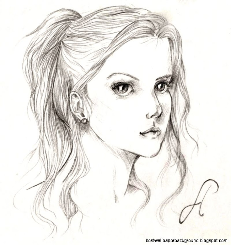 Girl Sketch Wallpaper at PaintingValley.com | Explore collection of ...