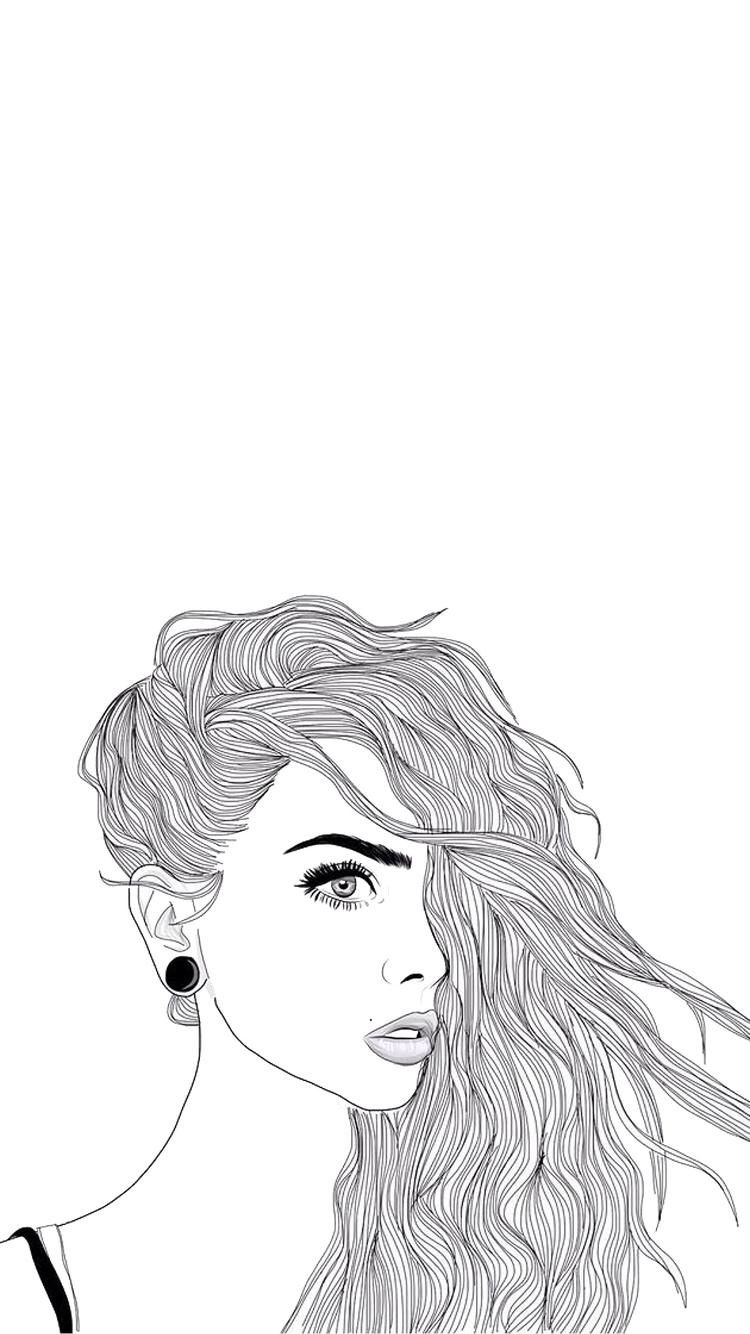 750x1334 Girl Sketch Wallpaper - Girl Sketch Wallpaper