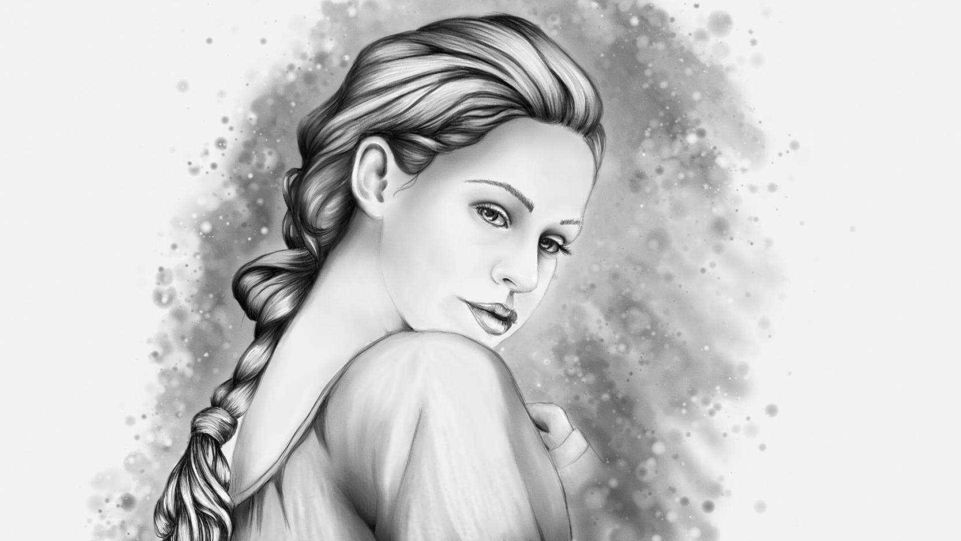 1920x1080 Pencil Drawing Wallpapers - Girl Sketch Wallpaper