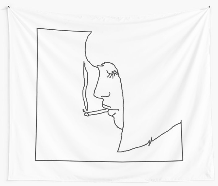 705x602 Girl Smoking A Cigarette Wall Tapestries By Skylar Devlin Cruz - Girl Smoking Sketch