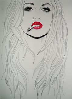 236x321 Indian Drawings Tumblr - Girl Smoking Sketch
