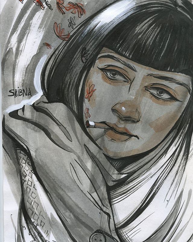 Girl Smoking Sketch at PaintingValley.com | Explore collection of Girl ...