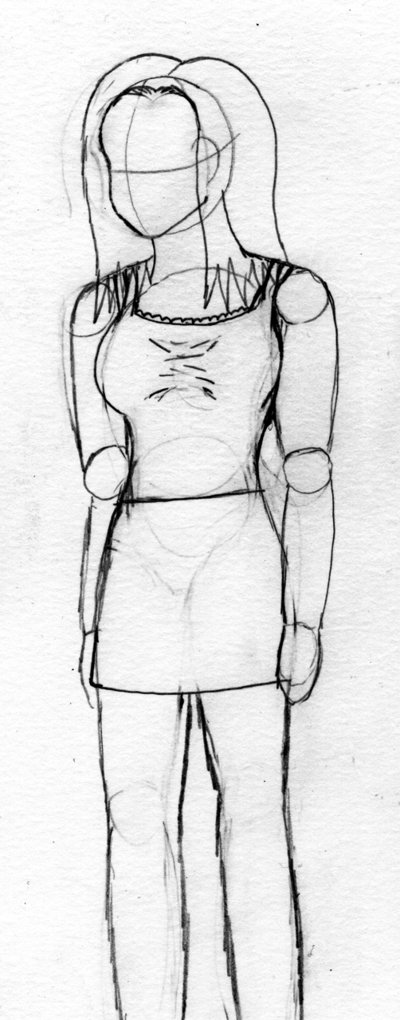 400x1020 Rough Sketch Of Girl Standing By Examinee315 - Girl Standing Sketch