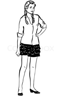 213x320 Sketch Barefoot Guy Standing On One Leg Stock Photo Colourbox - Girl Standing Sketch