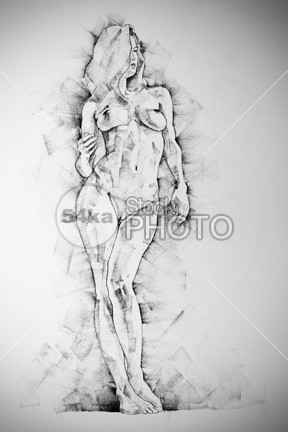 288x432 Drawing Of Standing Figure Of A Woman - Girl Standing Sketch