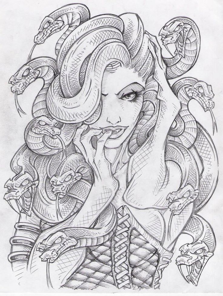 736x976 Stylish Medusa Girl Tattoo Design - Girl Tattoo Sketches