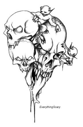 290x440 Monster Girl Tattoo Monster Demon Skull. Illustration. I - Girl Tattoo Sketches