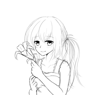 320x320 I Was Feeling Very Flowery So I Sketched A Girl Holding A Flower - Girl With Flower Sketch