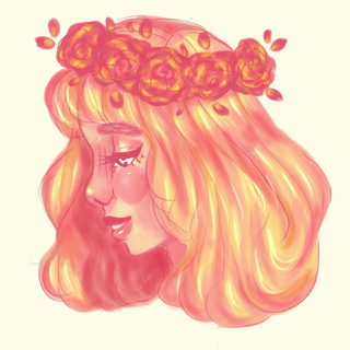 320x320 Flower Crown Girl Doodle!! - Girl With Flower Sketch