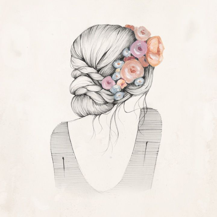 720x720 With Grace In Your Heart And Flowers In Your Hair - Girl With Flower Sketch
