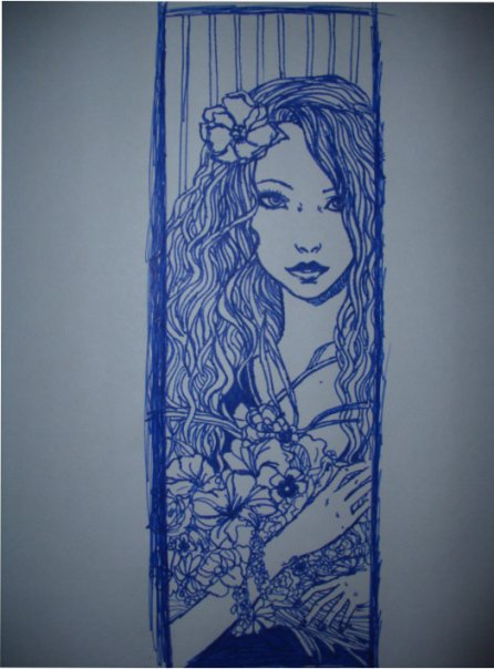 446x604 Drawing My Portfolio - Girl With Flower Sketch