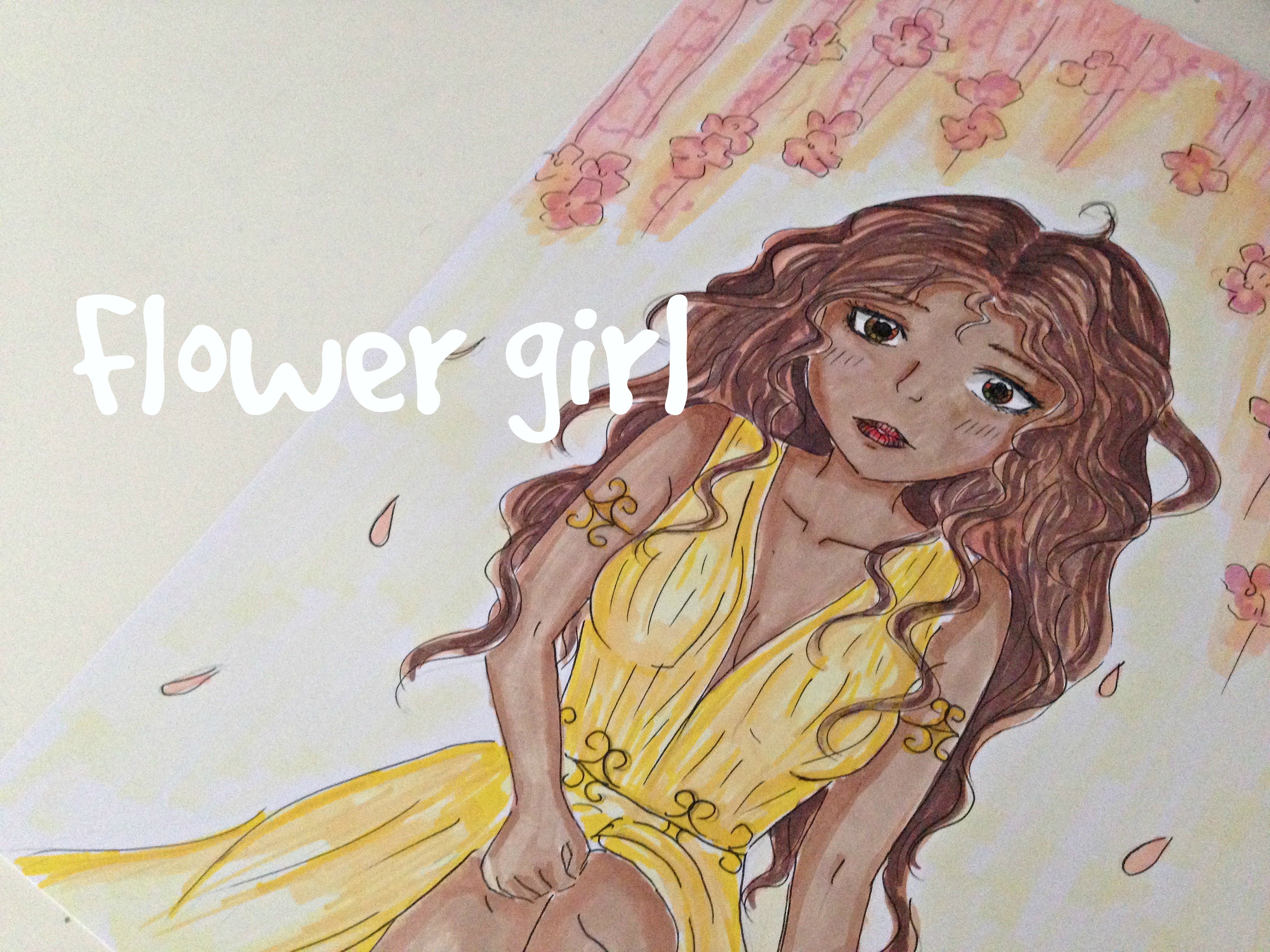 3264x2448 Drawing A Flower Girl - Girl With Flower Sketch